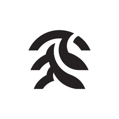 Obraz premium Minimalist Abstract Organic Plant Icon Black Graphic Vector Symbol