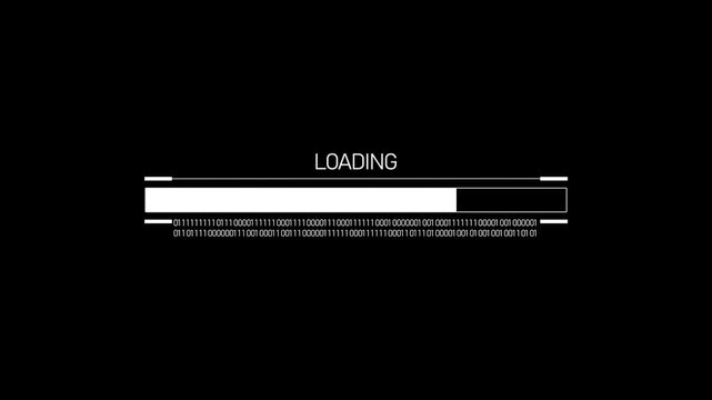 Cyberpunk loading bar animation with glitch effect. Futuristic uploading progress bar with glitch effect and computer loading bar concept