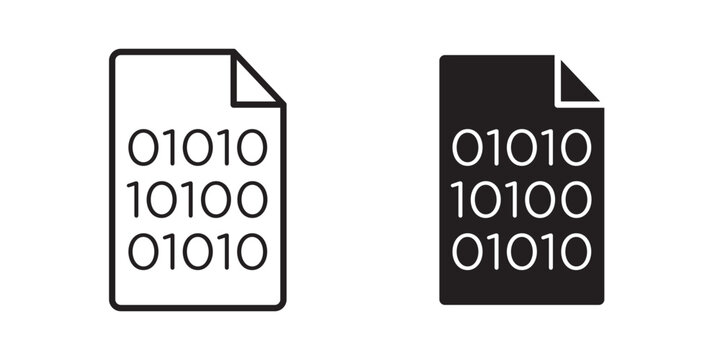File Binary icon flat outline in black