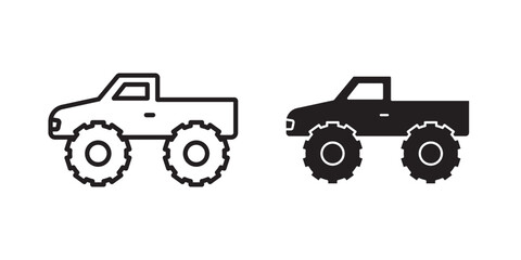 Monster truck icon flat outline in black © iconic
