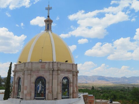 the colonial dome of the church of the town of Venadero in Aguascalientes, Mexico