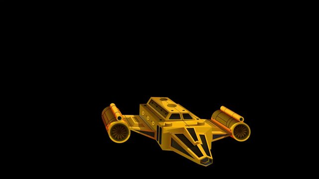 Animated Retro Spaceships Floating Against a Solid Black Background