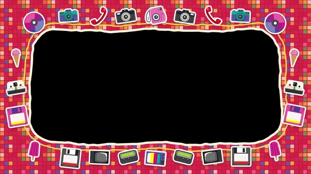 Retro Arcade Pixel Art Animated Border Frame Loop