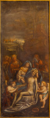 Fototapeta premium BERGAMO, ITALY - MARCH 21, 2026: The painting of Deposition - Pieta in the church Chiesa di Santa Agata by unknown artist.