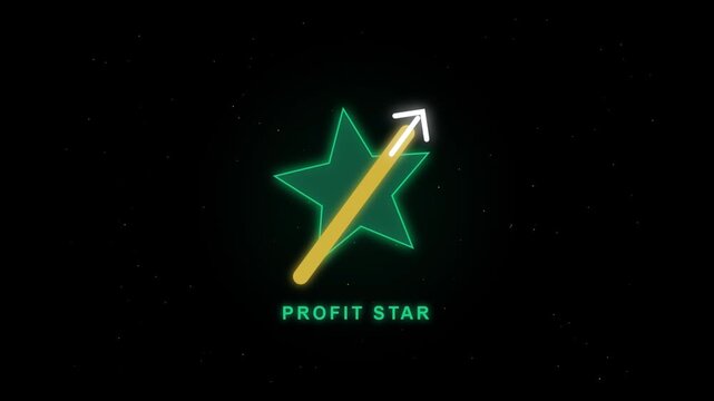 Profit star neon motion financial growth and success concept