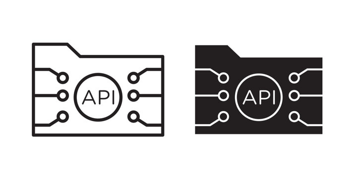API icon flat outline in black