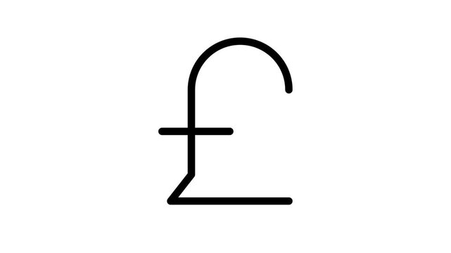 Animated British Pound Sign Icon Motion Graphic Loop with Alpha Channel