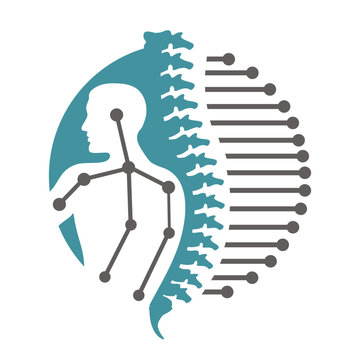 chiropractic logo design template. Human spine symbol for medical logo design vector.