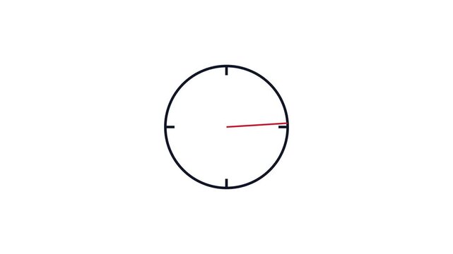 Minimalist Loading Screen Animation with Rotating Red Clock Hand on White Background