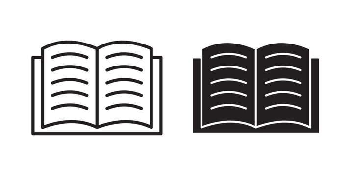Book icon flat outline in black