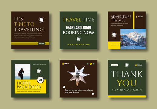 Adventure Travel Social Media Post Template Set