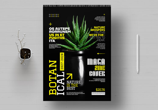 Botanical Cover Magazine Template Layout