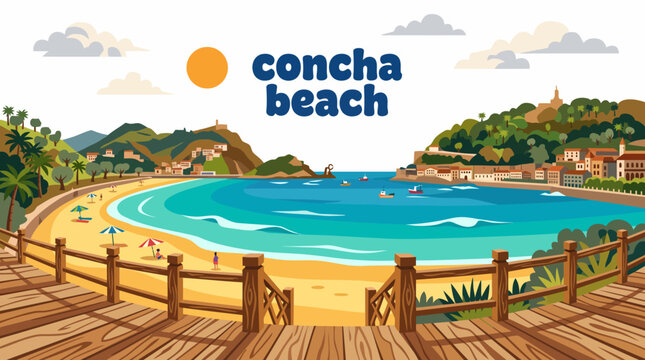la concha beach coastal landscape ocean shoreline travel tourism nature destination famous beach spain san sebastian bay waves sand urban summer
