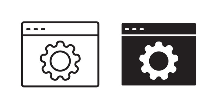 Backend icon flat outline in black