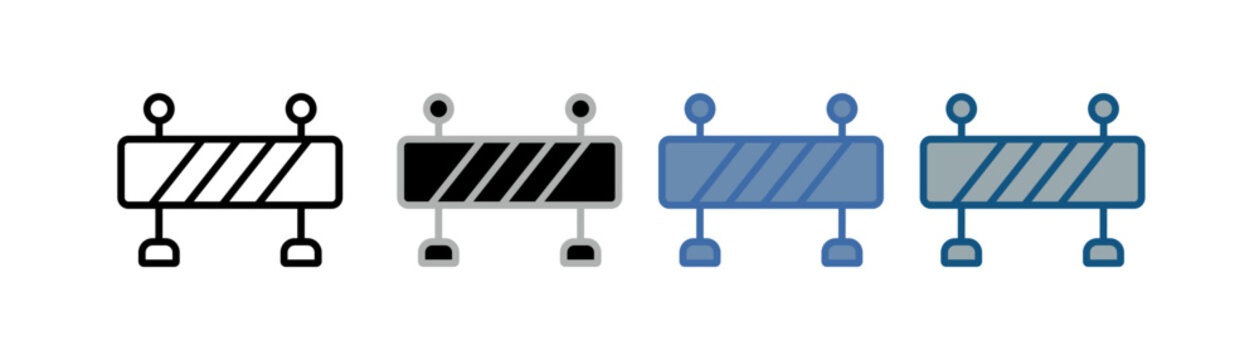 Roadblock icon set featuring various styles and barrier designs.