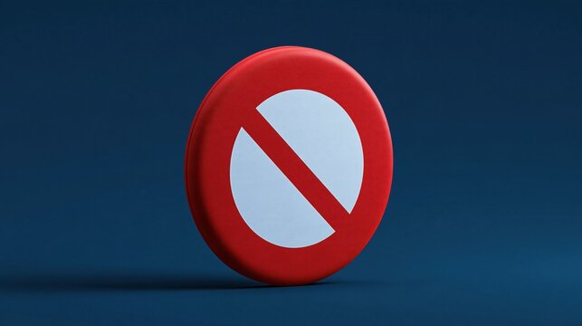 Red and white prohibition sign symbolizing restriction, warning, and forbidden actions against a dark blue background.