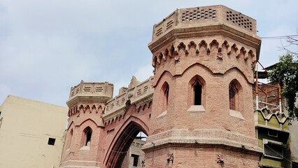 Fototapeta premium Historical Haram Gate with Arch and Octagonal Towers, Walled City Multan, Pakistan
