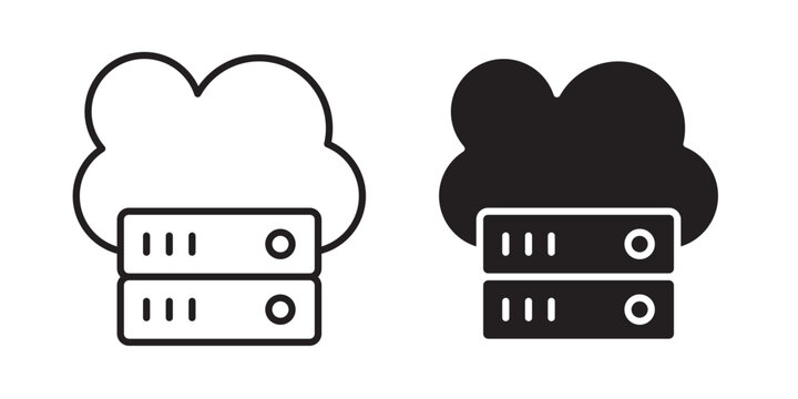 Cloud server icon flat outline in black