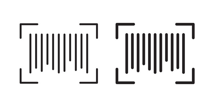 Barcode read icon flat outline in black