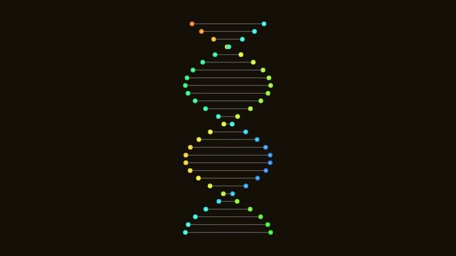 Colorful DNA helix illustration abstract genetic code symbol for science and medical research dark 