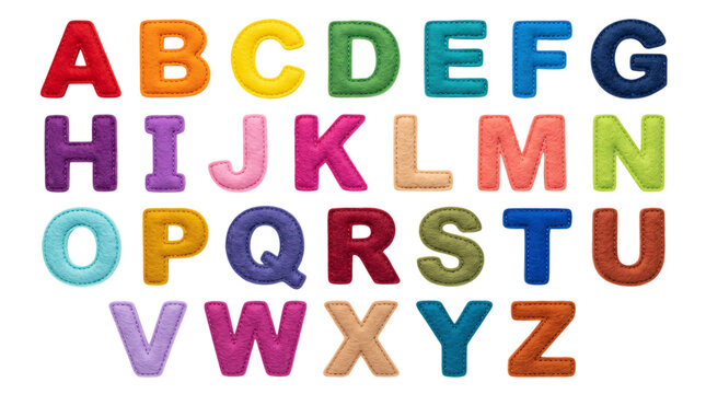 Multi-colored textured alphabet letters on solated on transparent background