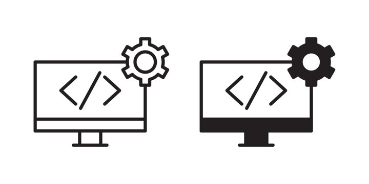 Web development icon flat outline in black