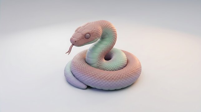 Teal Snake 3D Render Coiled