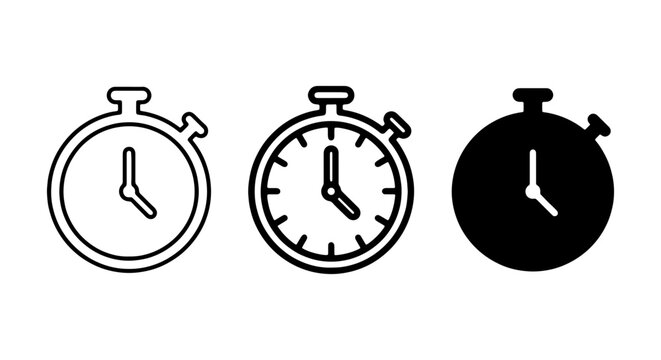Stopwatch icons vector set, timer and chronometer symbols for business interface design