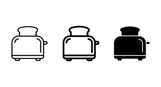 Minimalist toaster vector icons set, kitchen appliance symbols for web and app design