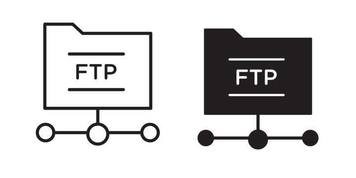 FTP icon flat outline in black