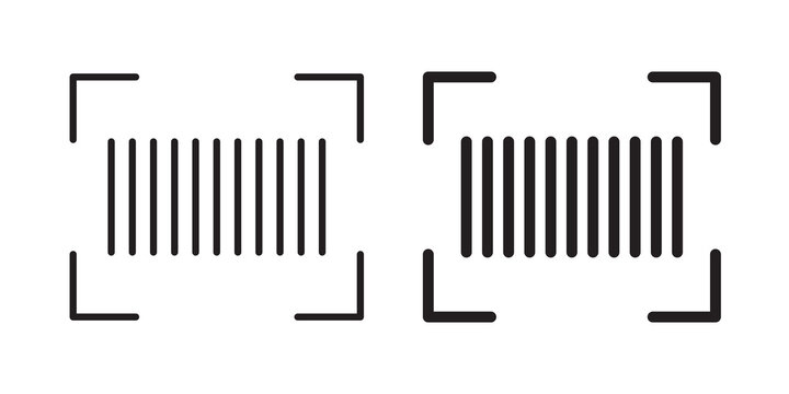 Barcode read icon flat outline in black