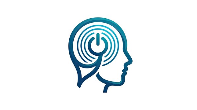 Human brain power technology profile logo