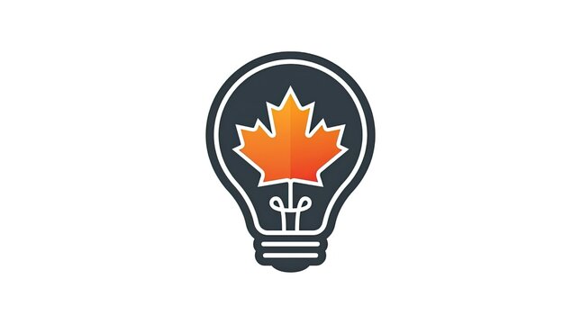 Lightbulb silhouette with Canadian maple leaf icon