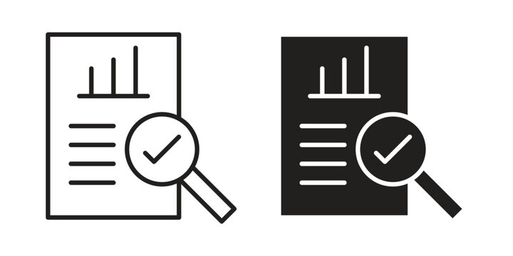 Analytics report icon flat outline in black