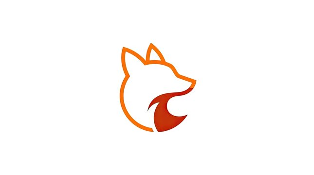 Minimalist orange fox head line art logo