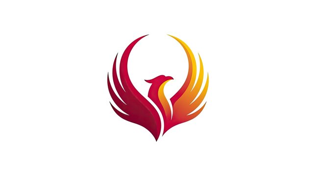Modern red and yellow phoenix firebird logo.