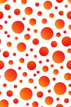 Vibrant orange and red gradient polka dot pattern isolated on white background