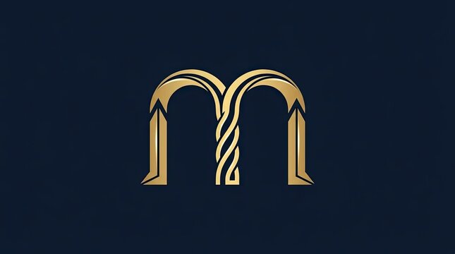 Ornate gold letter M luxury monogram.
