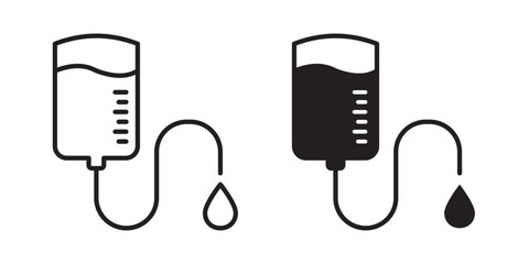 Obraz premium Blood transfusion icon flat outline in black