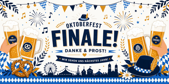 Oktoberfest Finale Cheers Prost Beer Mugs Toast Party Banner