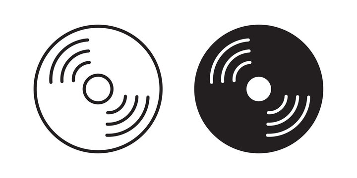 Vinyl icon flat outline in black