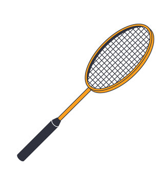 Badminton racket 2D cartoon clip art. Racquet sports equipment. Training gear. Athletic activity practice. Recreational hobby isolated flat vector element on white background. Spot illustration