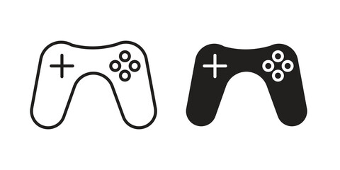 Game controller icon flat outline in black © iconic