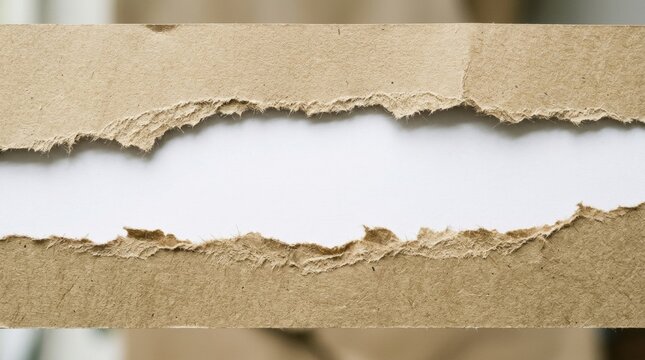 Minimalist optical Ripped paper revealing white bac refracting vivid spectrum light rays across clean studio podium