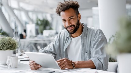 Obraz premium Confident young professional working in modern office environment