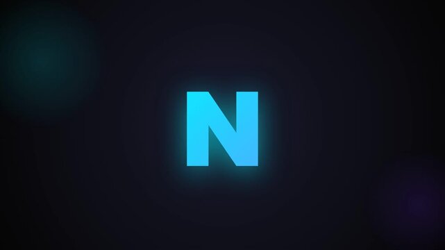 Glowing cyan 3d letter n appearing in a grid pattern