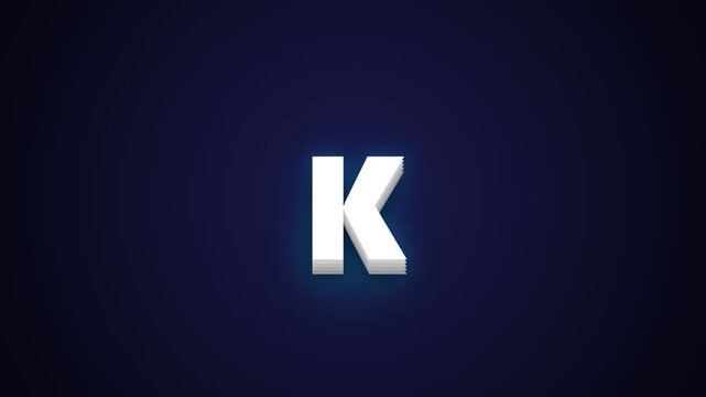 3d letter k repeating on dark blue background in a grid pattern