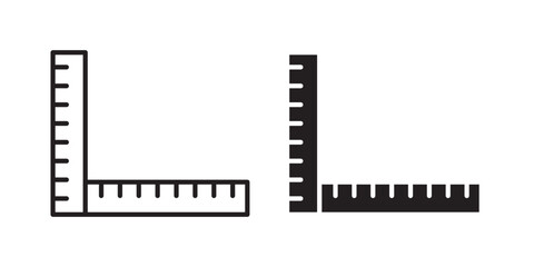 Fototapeta premium Ruler combined icon flat outline in black