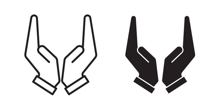 Pray icon flat outline in black