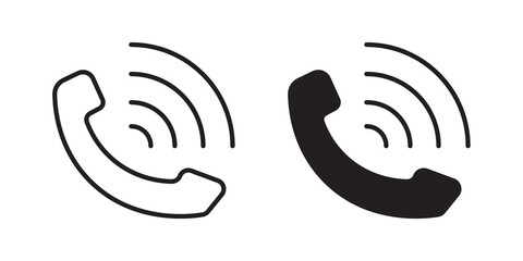 Obraz premium Phone call icon flat outline in black